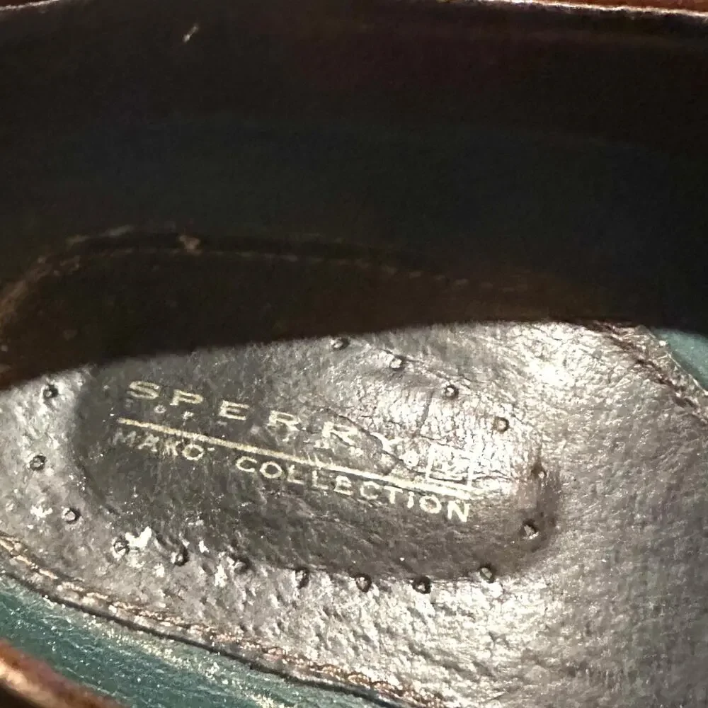 Sperry Top-Sider Mako 2-Eye Canoe Moc Brown Leather Dock Shoes Men's 9.5